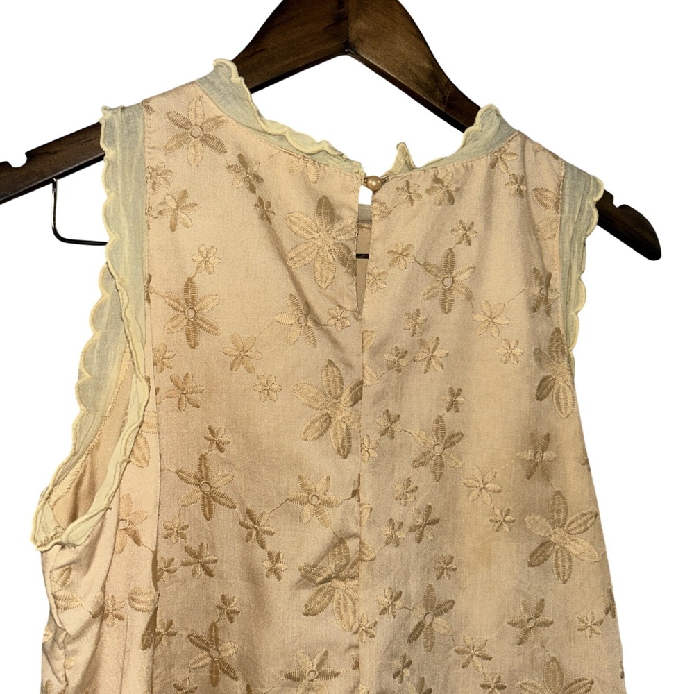 Vintage 60's/70s Tan Embroidered Dress Size Medium 20" Ptp & 36" Long - Picture 5 of 6